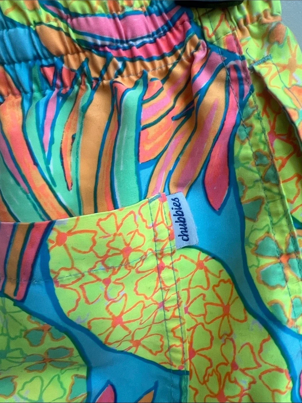 Chubbies Men's Swim Shorts Sz S Pineapple Print Yellow/Teal vacay summer beach